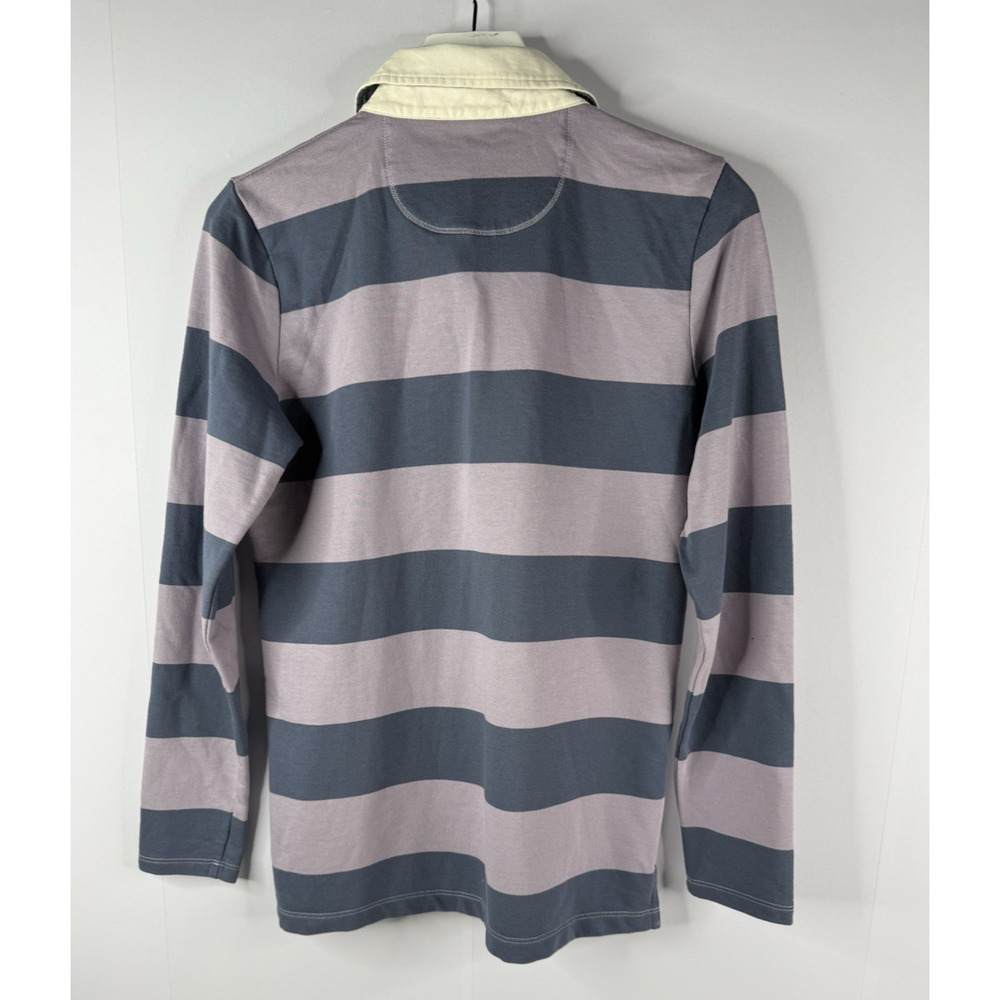 LL Bean Rugby Shirt Womens XS Long Sleeve Polo Striped Blue Purple Preppy NEW - Picture 3 of 12